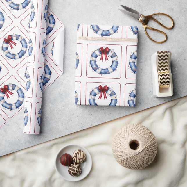 Nautische Weihnachtsreserve mit Bow Geschenkpapier (Kunsthandwerk)