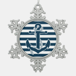 Nautische Weihnachtsschmuck-Zinnhalter Schneeflocken Zinn-Ornament