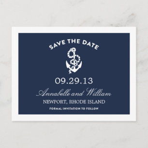 NAUTISCHER ANCHER   SAVE THE DATE POST-KARTE ANKÜNDIGUNGSPOSTKARTE