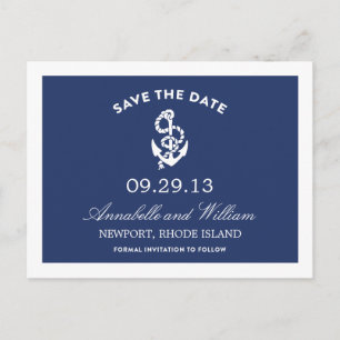 NAUTISCHER ANCHER   SAVE THE DATE POST-KARTE ANKÜNDIGUNGSPOSTKARTE