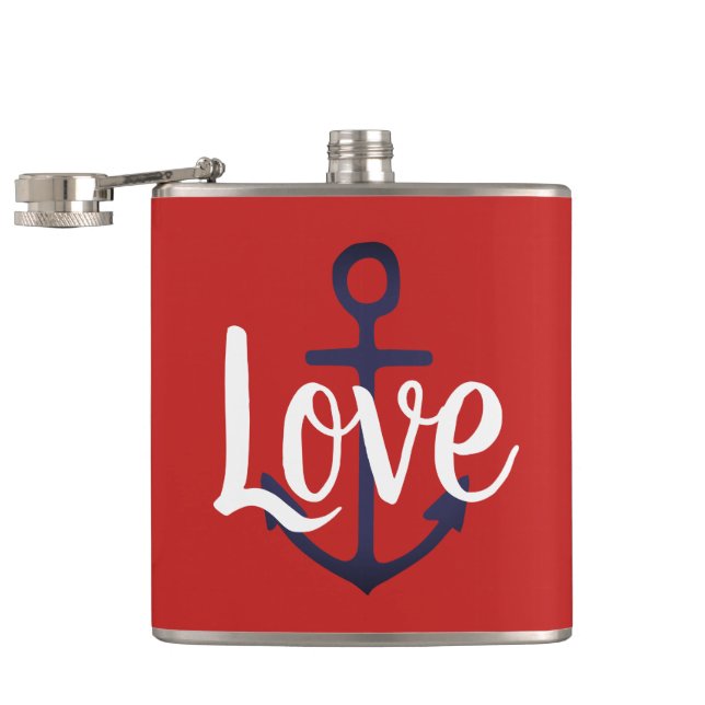 nautischer ANCHOR + Skript-LIEBE | Flachmann (Geöffnet)