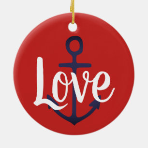 nautischer ANCHOR + Skript-LIEBE Keramik Ornament