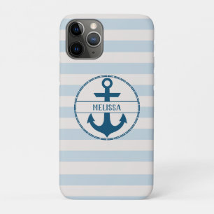 Nautischer Anker Blau Weiß Personalisiert Case-Mate iPhone Hülle