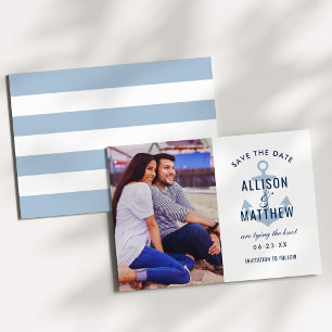 Nautischer Anker Dusty Blue Foto-Hochzeit Save The Date