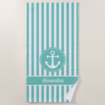 Nautischer Anker mit Aquamarinen und weißen Streif