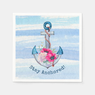 nautischer Anker mit Blume Serviette