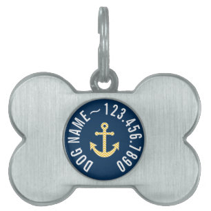 Nautischer Anker mit Zickzack Navy-Yellow-Muster Tiermarke