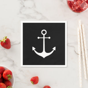 Nautischer Anker Schwarz-weißer, eleganter Küstena Serviette