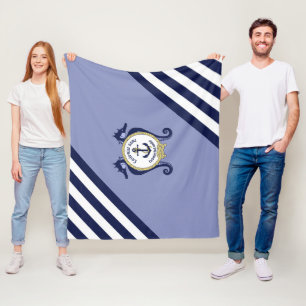 Nautischer Anker/Seepferd/Gold/Name anpassen Fleecedecke