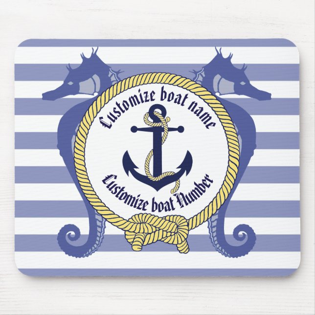 Nautischer Anker/Seepferd/Knoten/Name anpassen, # Mousepad (Vorne)