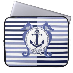 Nautischer Anker/Seepferd/Knoten/Streifen Laptopschutzhülle