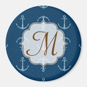 Nautischer Anker Segel Segel Monogramm Initial Mag Magnet