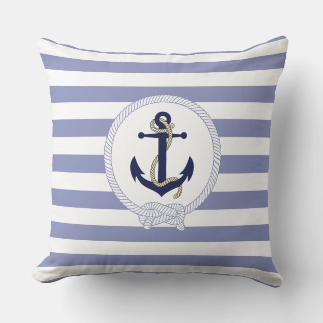 Nautischer Anker/Streifen/Wasseranker-Emblem Kissen (Vorderseite)