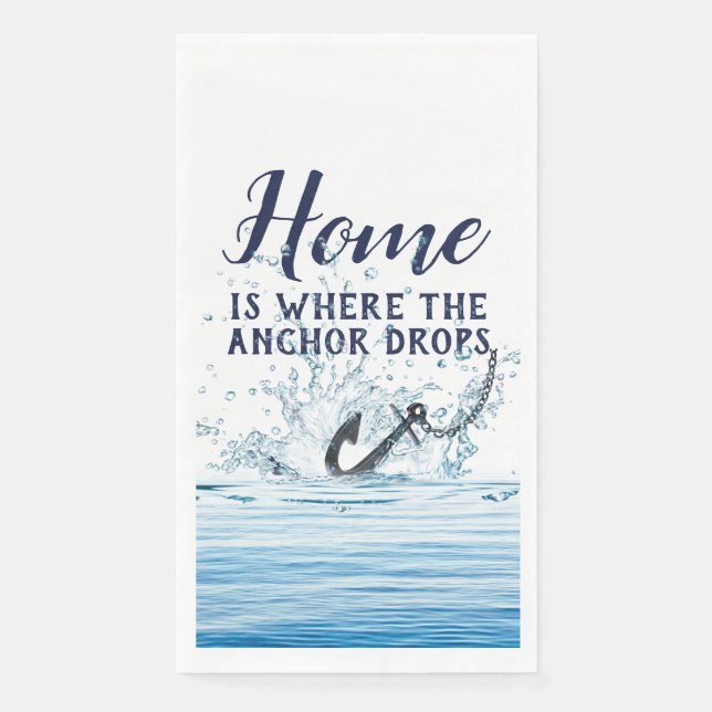 Nautischer Anker Wasser Spritzer und Zitat  Serviette (Vorderseite)