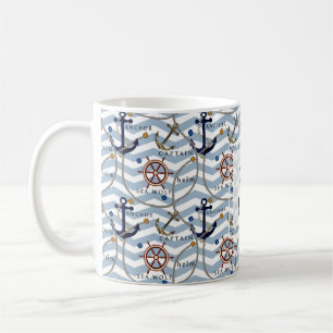 Nautischer Ankerruder, blauer Streifen Kaffeetasse