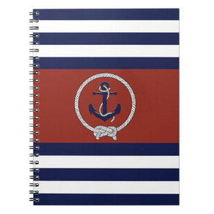 Nautischer blauer Anker/Navy Knoten/rot/weiß Strei Notizblock