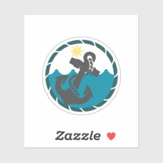 Nautischer blauer und schwarzer Anker Aufkleber