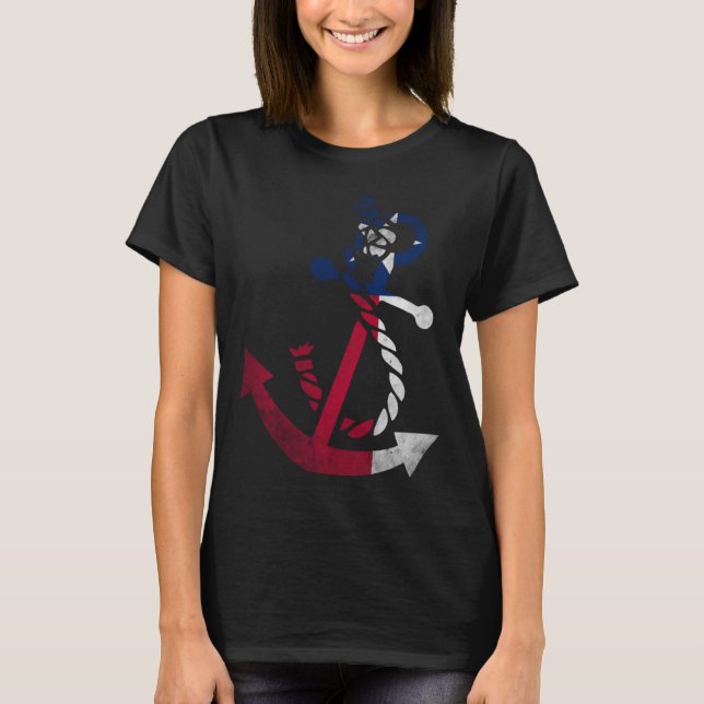 nautischer Bootsanker Texas Texan Flag Ozeane Fisc T-Shirt (Vorderseite)