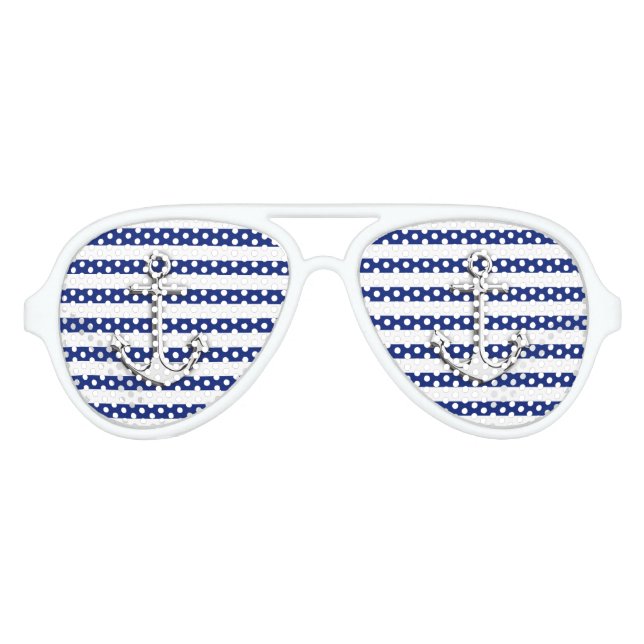 Nautischer Chrome wie Anker auf Navy Stripes Sonnenbrille (Vorderseite)