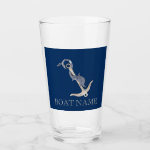 Nautischer Geist Anker Delfin Marineblau Glas