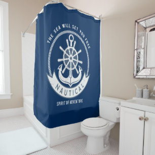 Nautischer Geist Anker, Rad, Navy Blue Duschvorhang