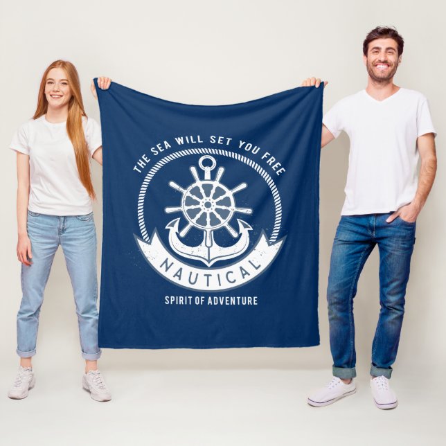 Nautischer Geist Anker, Rad, Navy Blue Fleecedecke (Beispiel)