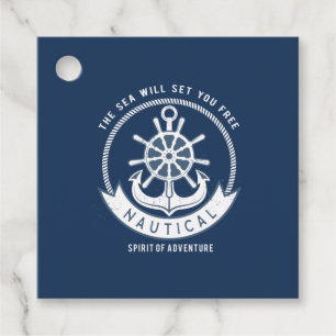 Nautischer Geist Anker, Rad, Navy Blue Geschenkanhänger