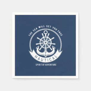 Nautischer Geist Anker, Rad, Navy Blue Serviette