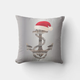 nautischer hölzerner rustikaler ANKER + SANTA-HUT Kissen