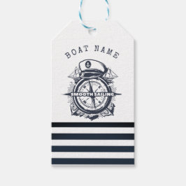 Nautischer Hut, Anker, Radmarineblau gestreift Geschenkanhänger