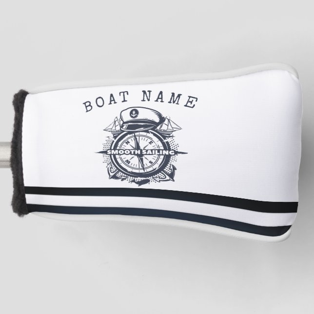Nautischer Hut, Anker, Radmarineblau gestreift Golf Headcover (Vorderseite)