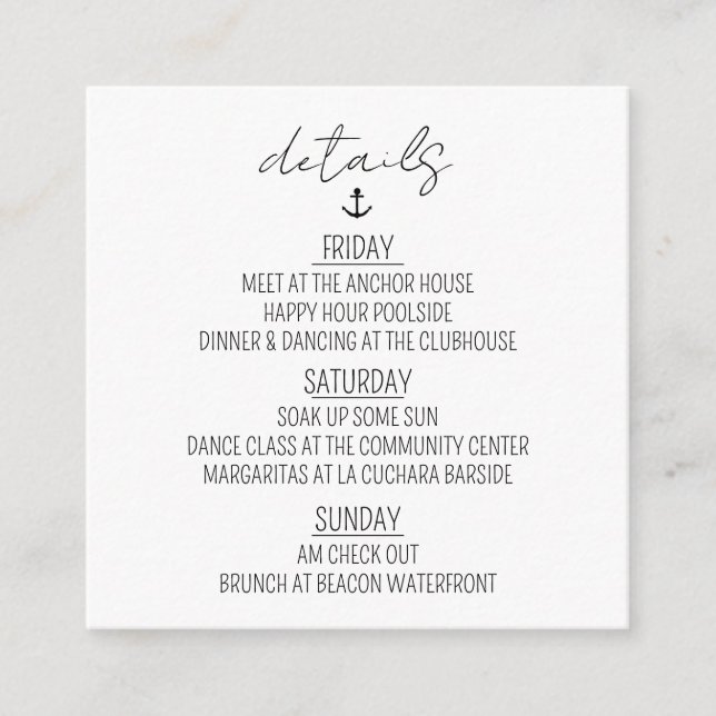 Nautischer Junggesellinnen-Abschied Begleitkarte (Vorderseite)