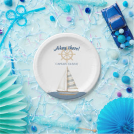 Nautischer Kindergeburtstag | Blaues und weißes Sc Pappteller