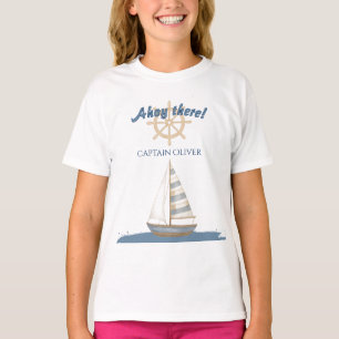 Nautischer Kindergeburtstag Blaues und weißes Sc T-Shirt