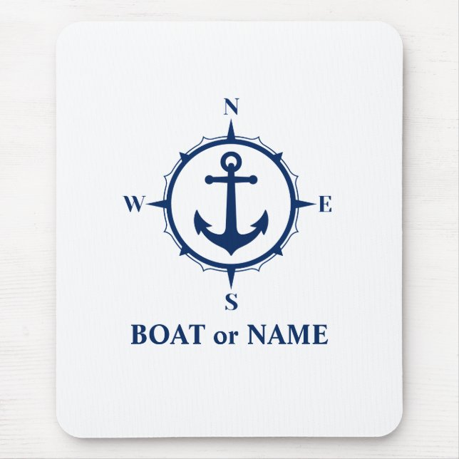 Nautischer Kompass Ankerplatz Ihres Bootes oder Na Mousepad (Vorne)