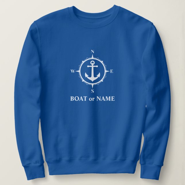 Nautischer Kompass Ankerplatz Ihres Bootes oder Na Sweatshirt (Design vorne)