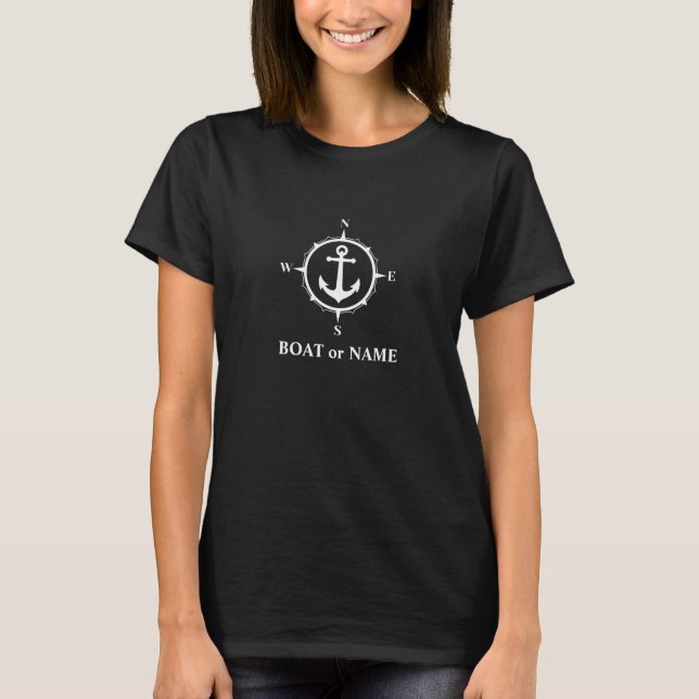 Nautischer Kompass Ankerplatz Ihres Bootes oder Na T-Shirt (Vorderseite)