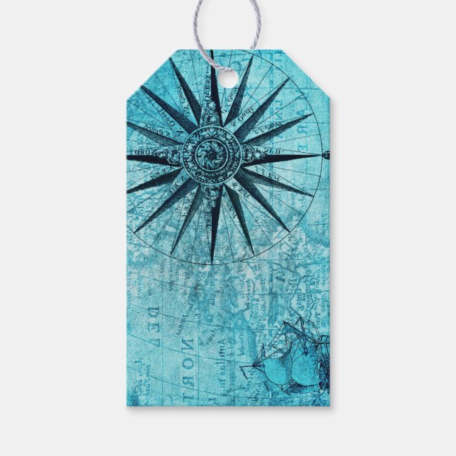 Nautischer Kompass Geschenkanhänger (Vorderseite)