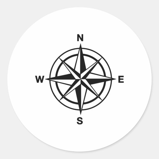Nautischer Kompass Runder Aufkleber (Vorderseite)