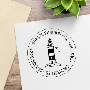 Nautischer Meer Leuchtturm Rund Anschrift 3 Gummistempel
