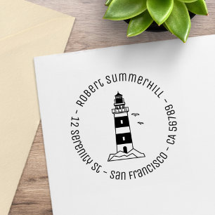 Nautischer Meer Leuchtturm Runde Adresse Gummistempel