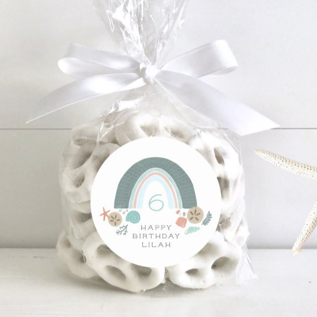 Nautischer Regenbogen unter dem Meer Geburtstag Runder Aufkleber (Von Creator hochgeladen)