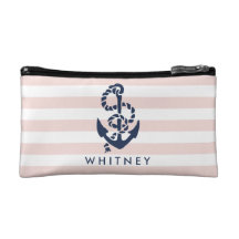 Nautischer rosa Streifen und Navy Anchor Personali