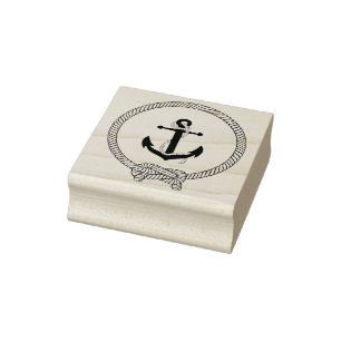 Nautischer schwarzer Anker/Marineschiff Silhouette Gummistempel