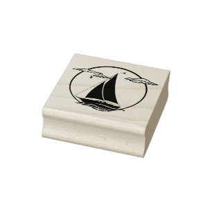 Nautischer schwarzer Anker/Segelboot Silhouette/So Gummistempel