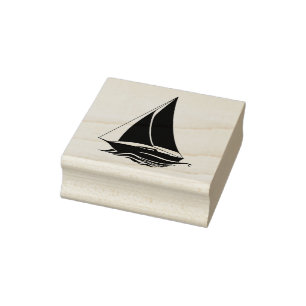 Nautischer schwarzer Anker/Segelboote Silhouette a Gummistempel