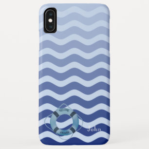 Nautischer Segler Navyblaue Wellen Streifen Case-Mate iPhone Hülle