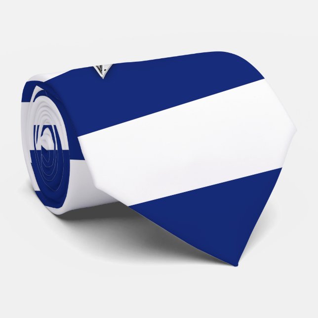 Nautischer Silver Star auf blaue Streifen Krawatte (Gerollt)