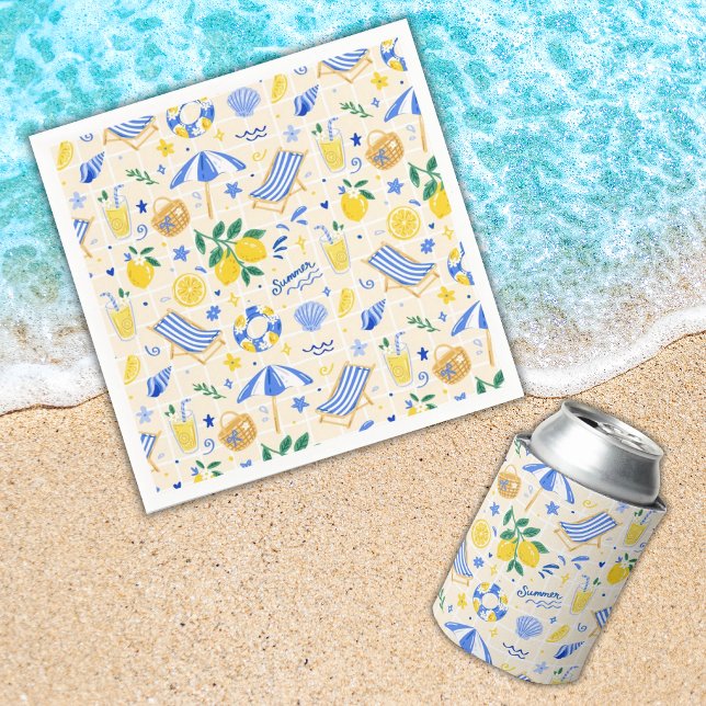 Nautischer Sommer Lemon Cute  Serviette (Von Creator hochgeladen)