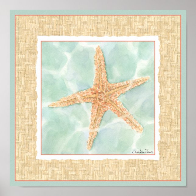 Nautischer Starfish im Wasser Poster (Vorne)